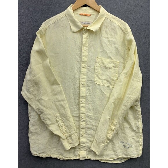 Tommy Bahama Other - Tommy Bahama 100% Linen Button Up Shirt Men's Size XL Yellow Relax Long Sleeve